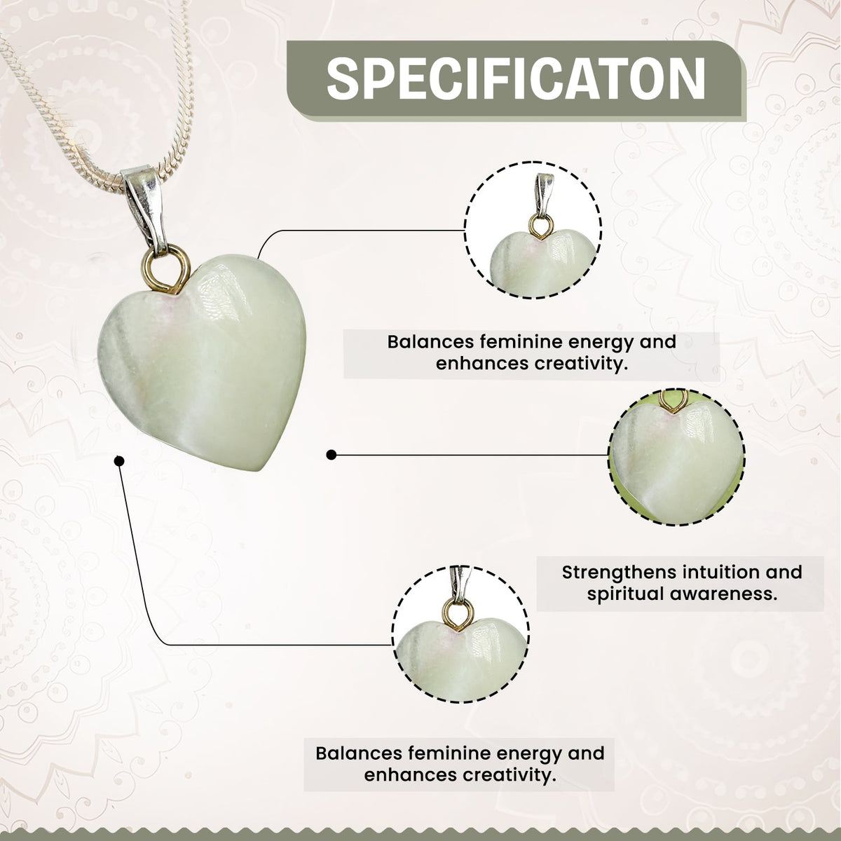 Mother of Pearl Heart Crystal Pendant