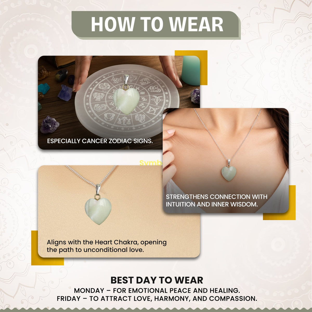 Mother of Pearl Heart Crystal Pendant