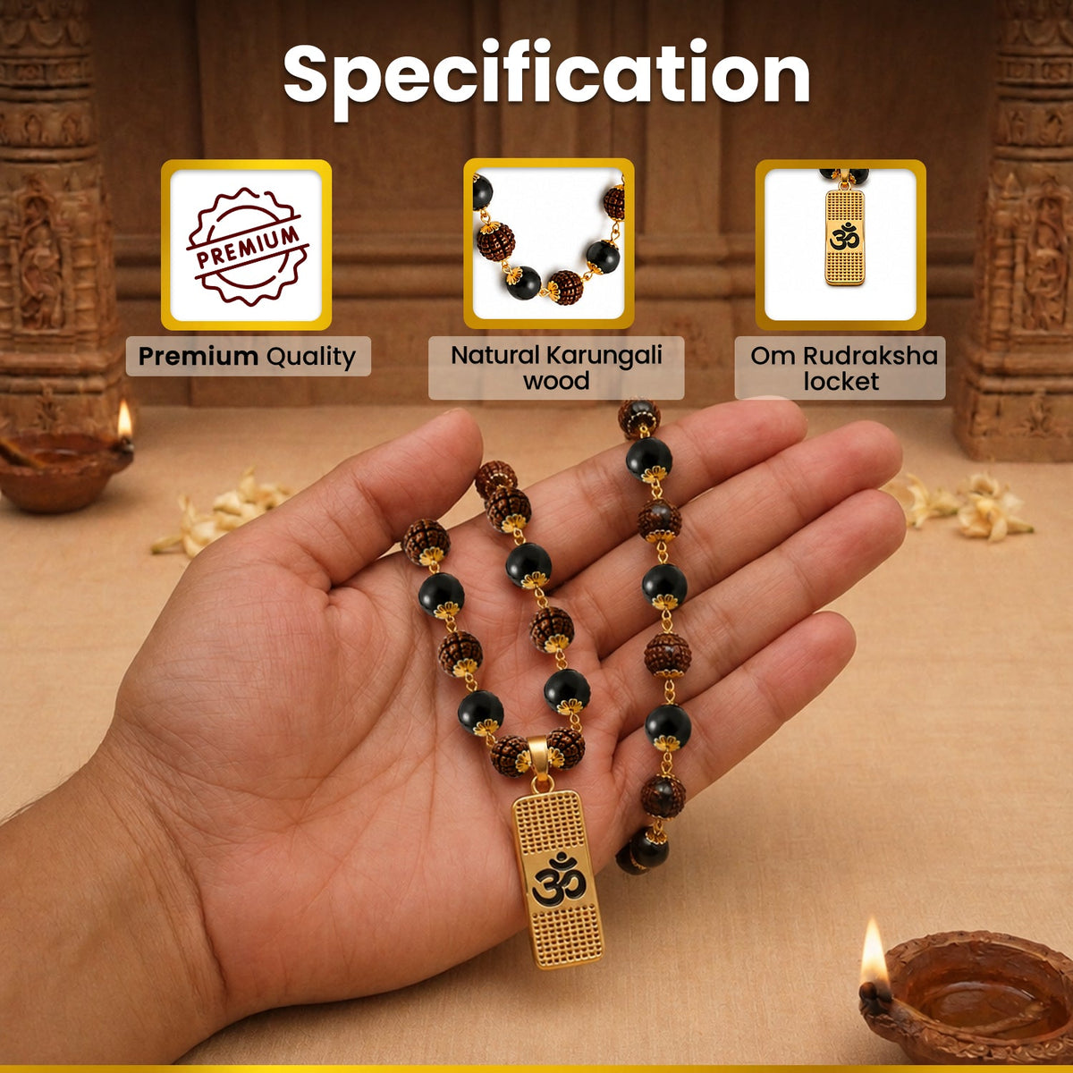 Om Rudraksha Karungali Mala