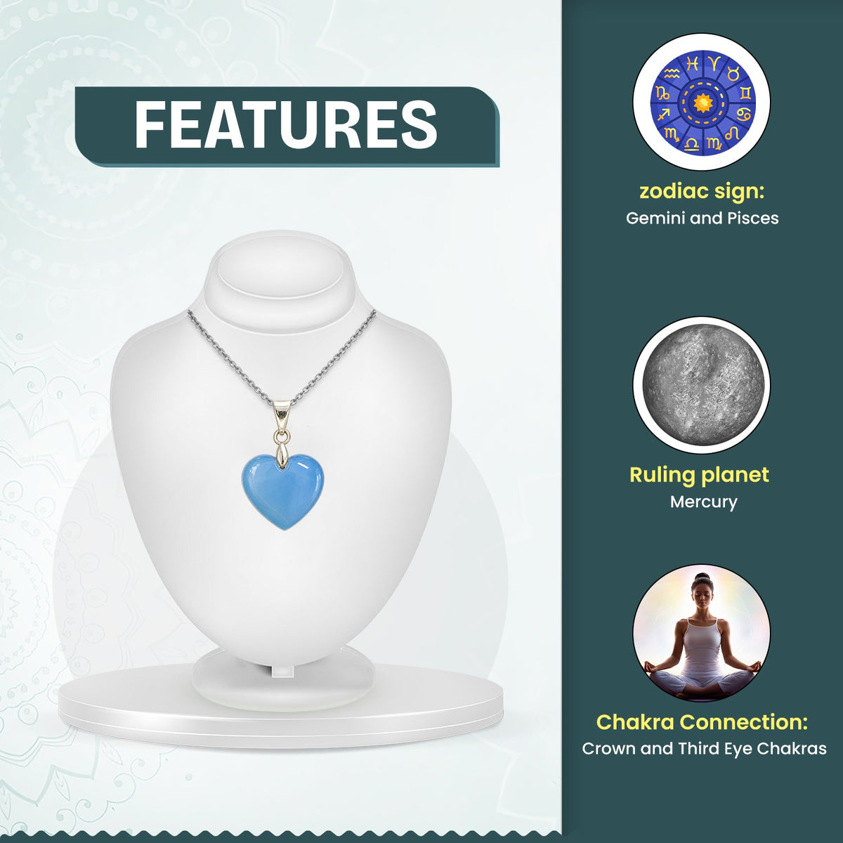 Opalite Heart Crystal Pendant