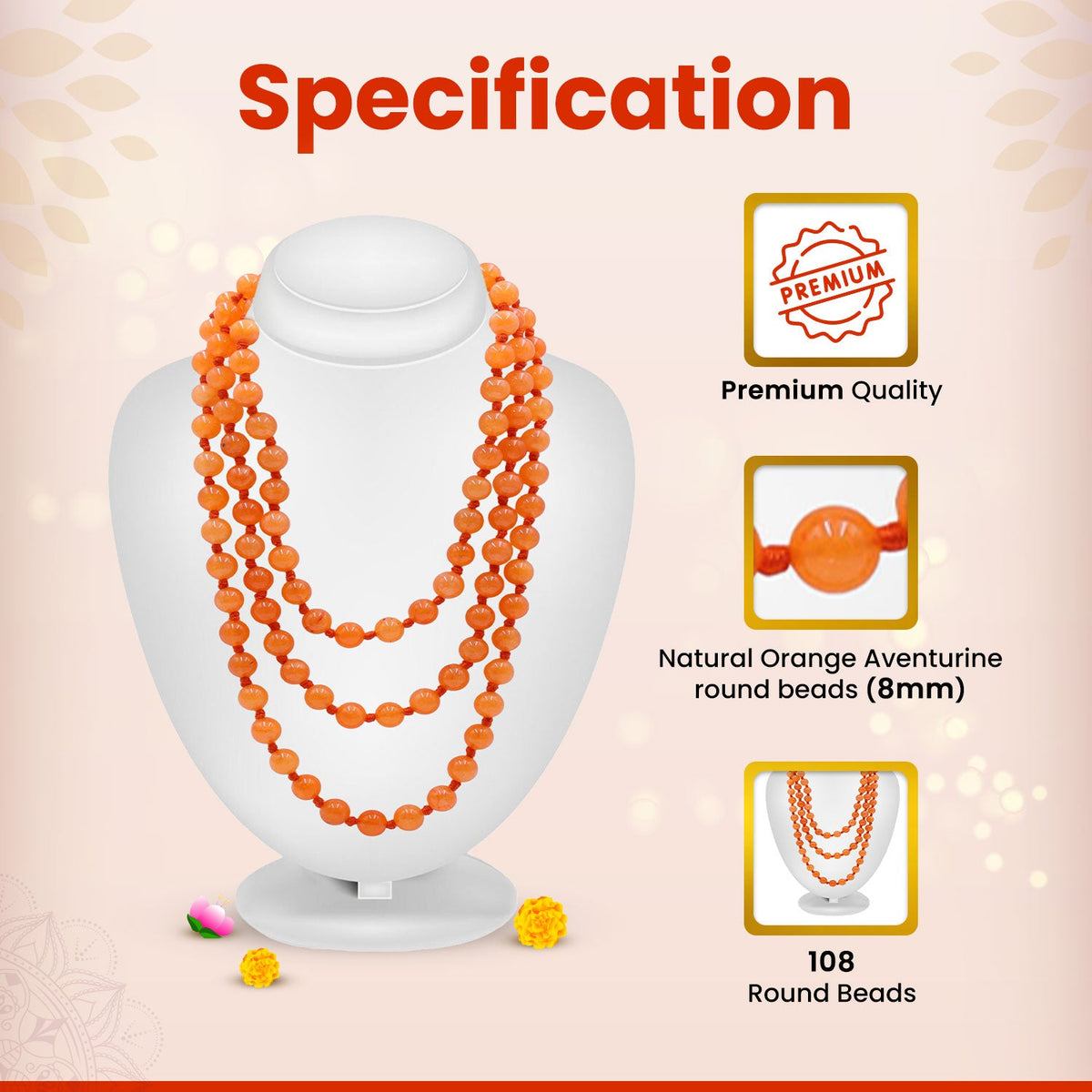 Orange Aventurine Mala