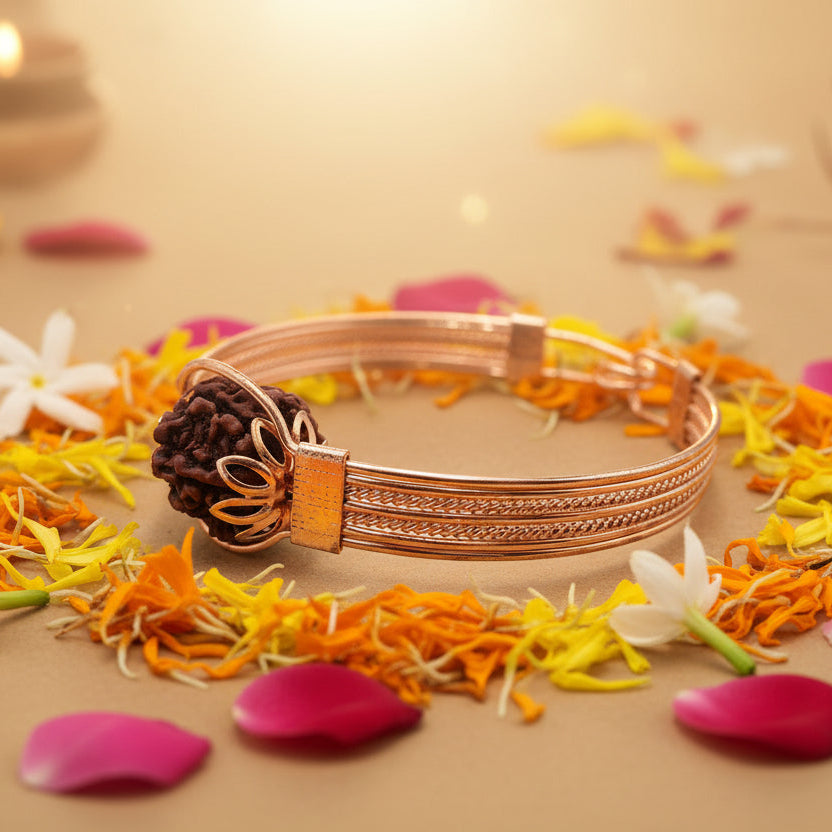 Panchmukhi Rudraksha Brass Bracelet