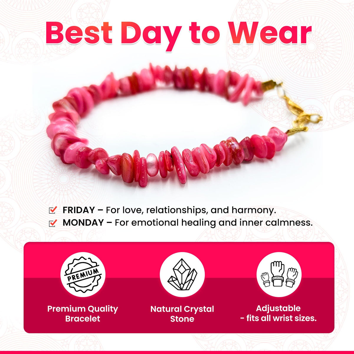 Pink Mother of Pearl Chips Bracelet