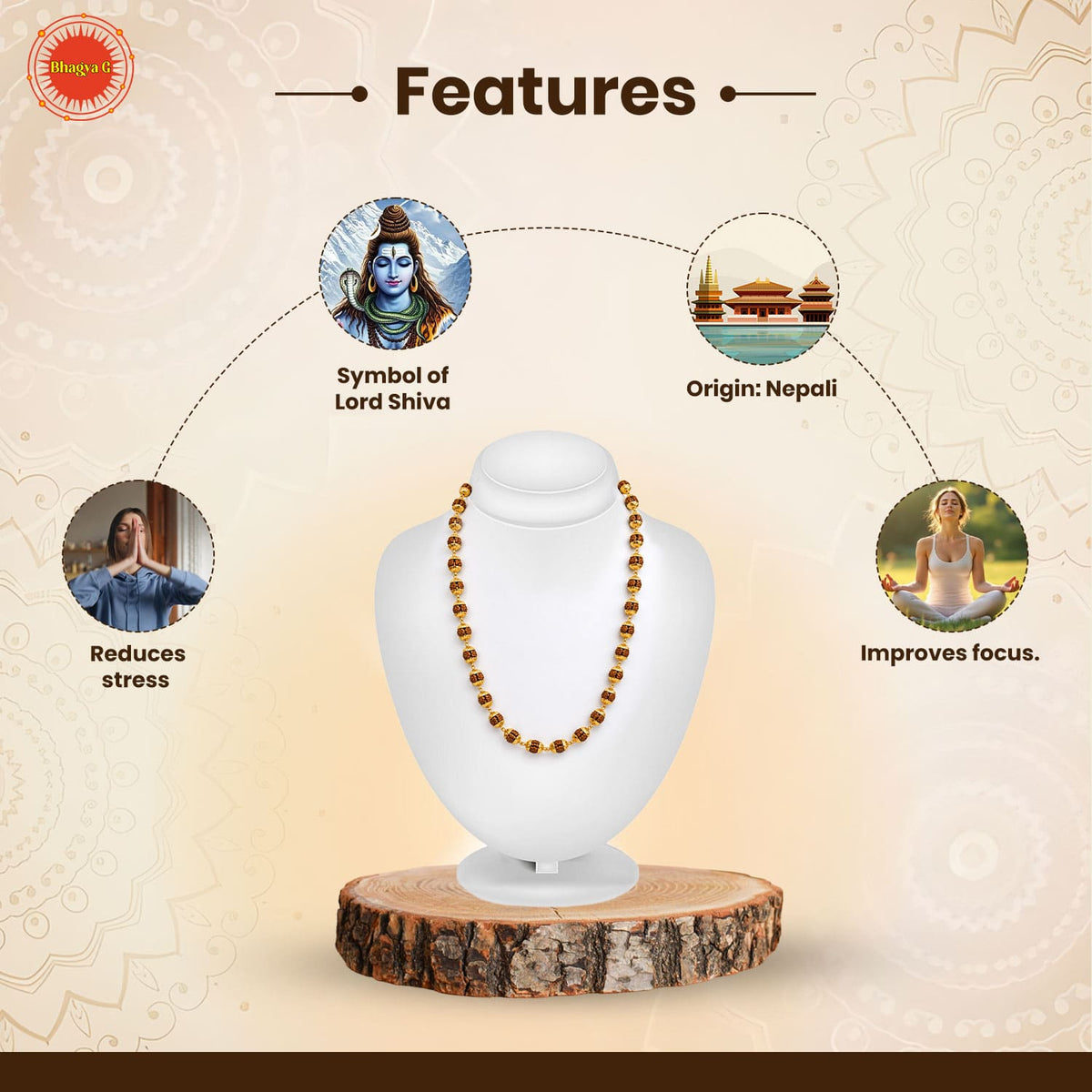Premium Gold Plated Rudraksha Mala