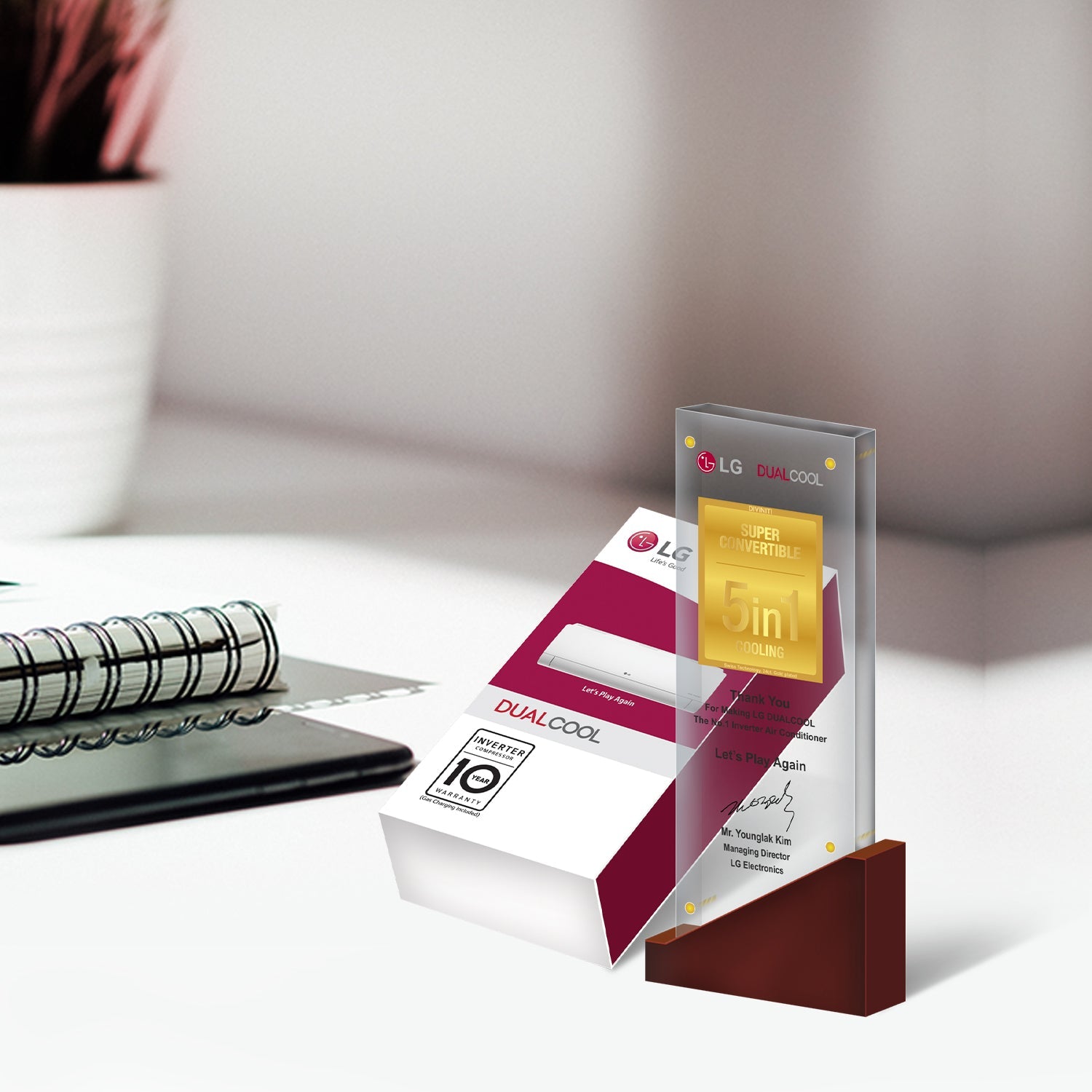 Premium Acrylic Trophy with 24K Gold Plated Logo