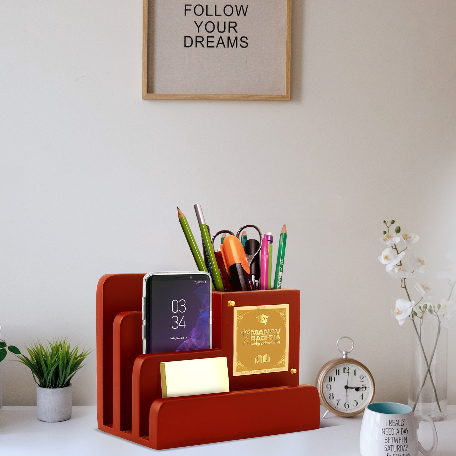 Premium MDF Pen Holder with 24K Ganesha Frame