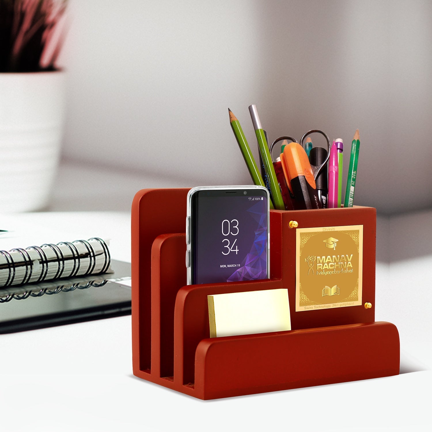 Premium MDF Pen Holder with 24K Ganesha Frame