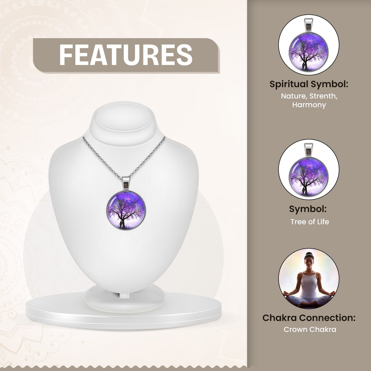 Purple Tree of Life Crystal Pendant