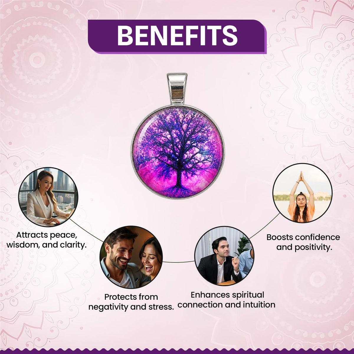 Purple Crystal Tree Pendant