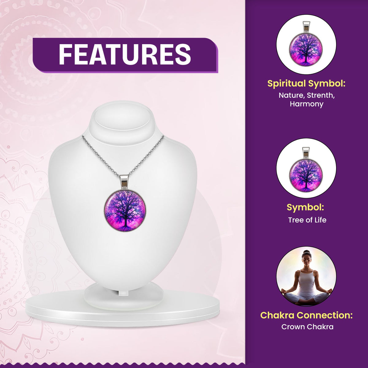 Purple Crystal Tree Pendant