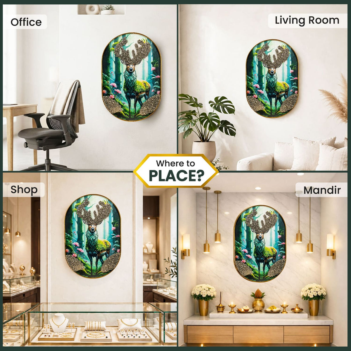 Pyrite Deer Wall Frame