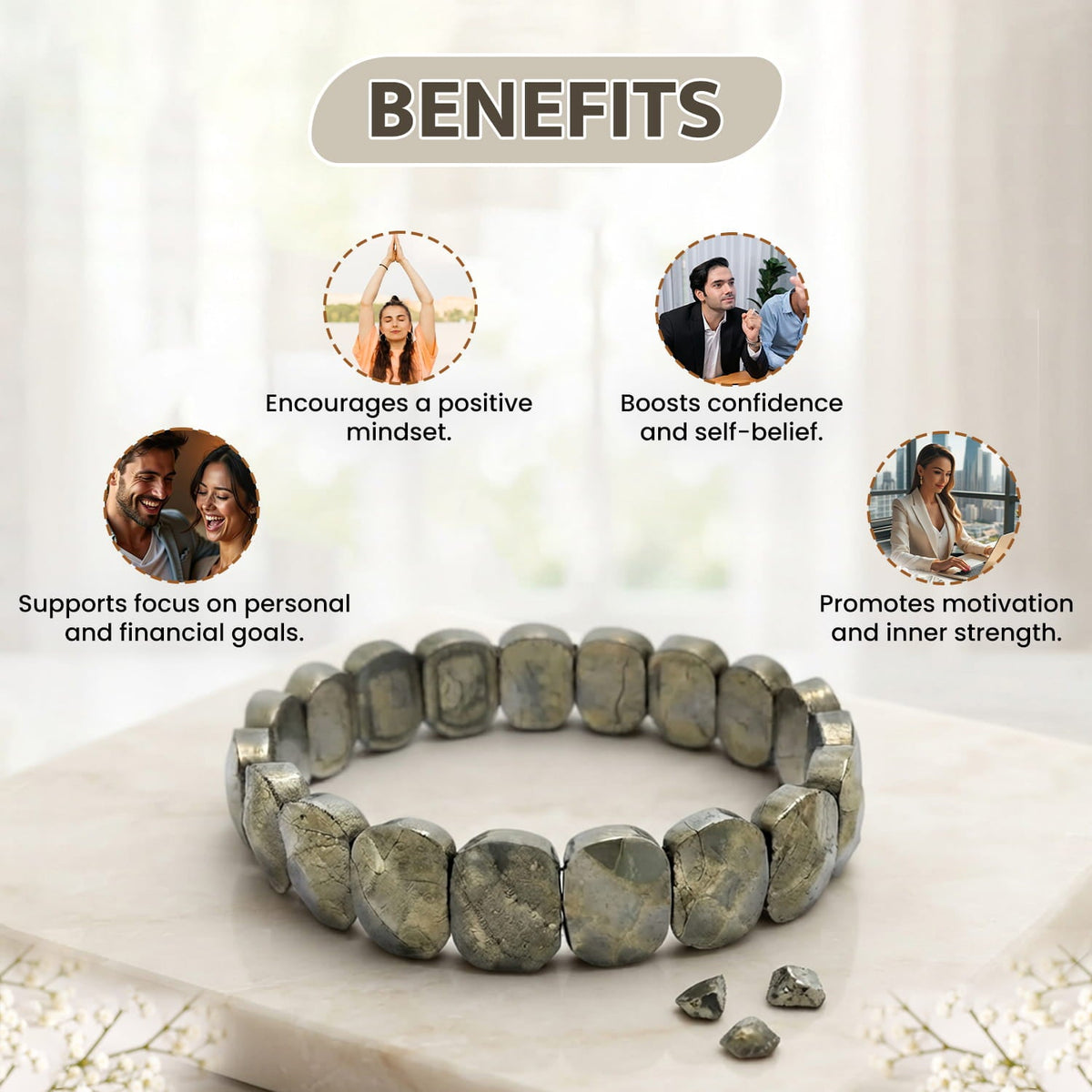 Pyrite Oval Shape Diamond Cut Crystal Bracelet