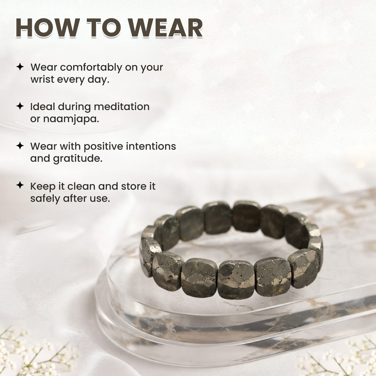 Pyrite Oval Shape Diamond Cut Crystal Bracelet