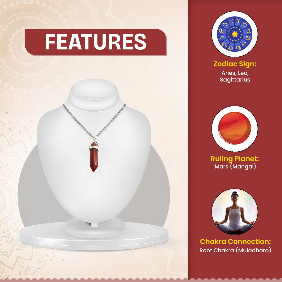 Red Jade Crystal Candle Pendant
