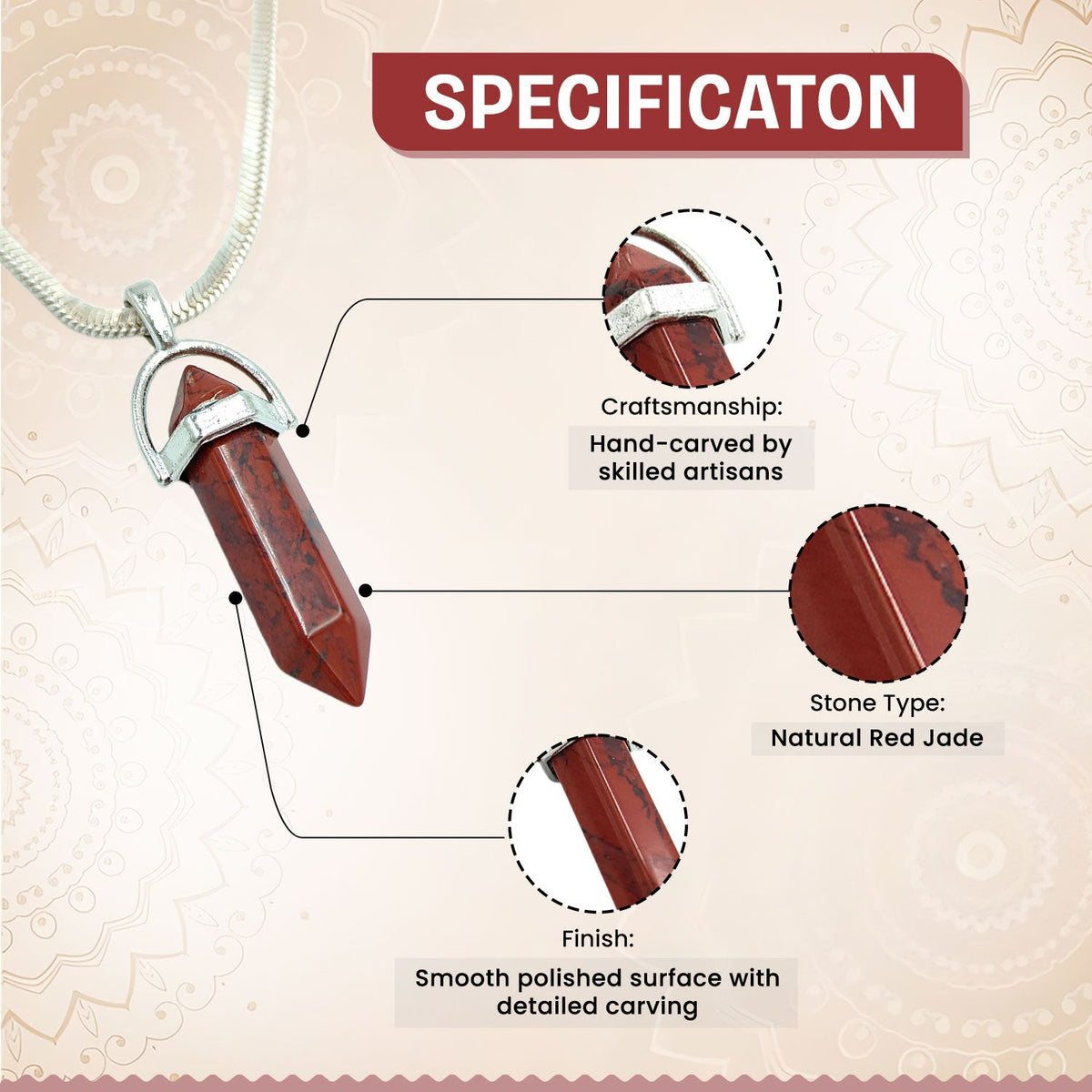 Red Jade Crystal Candle Pendant