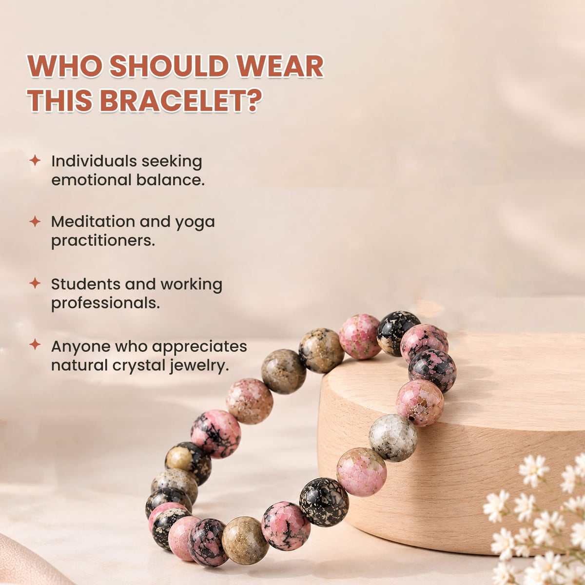 Rhodonite New Crystal Bracelet