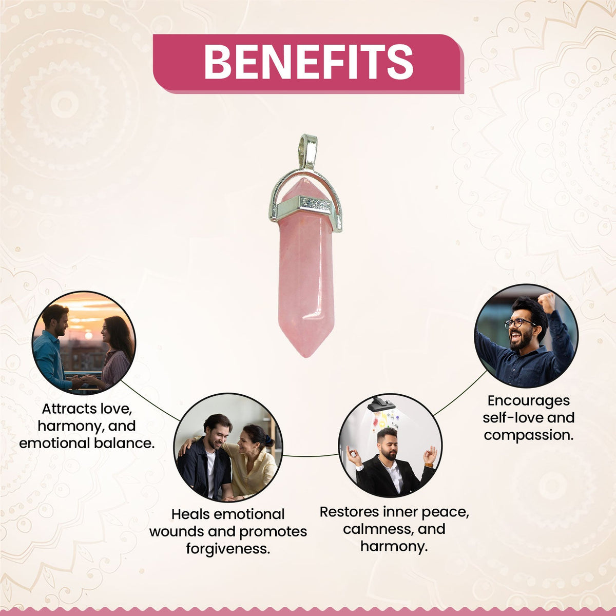 Rose Quartz Candle Crystal Pendant