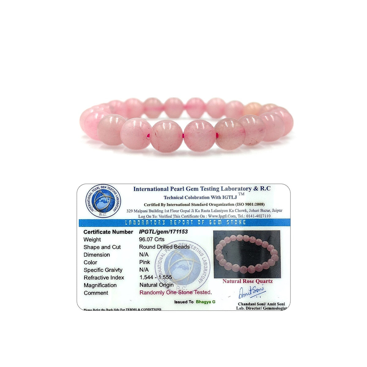 Rose Quartz Bracelet For Unconditional Love-(8mm)
