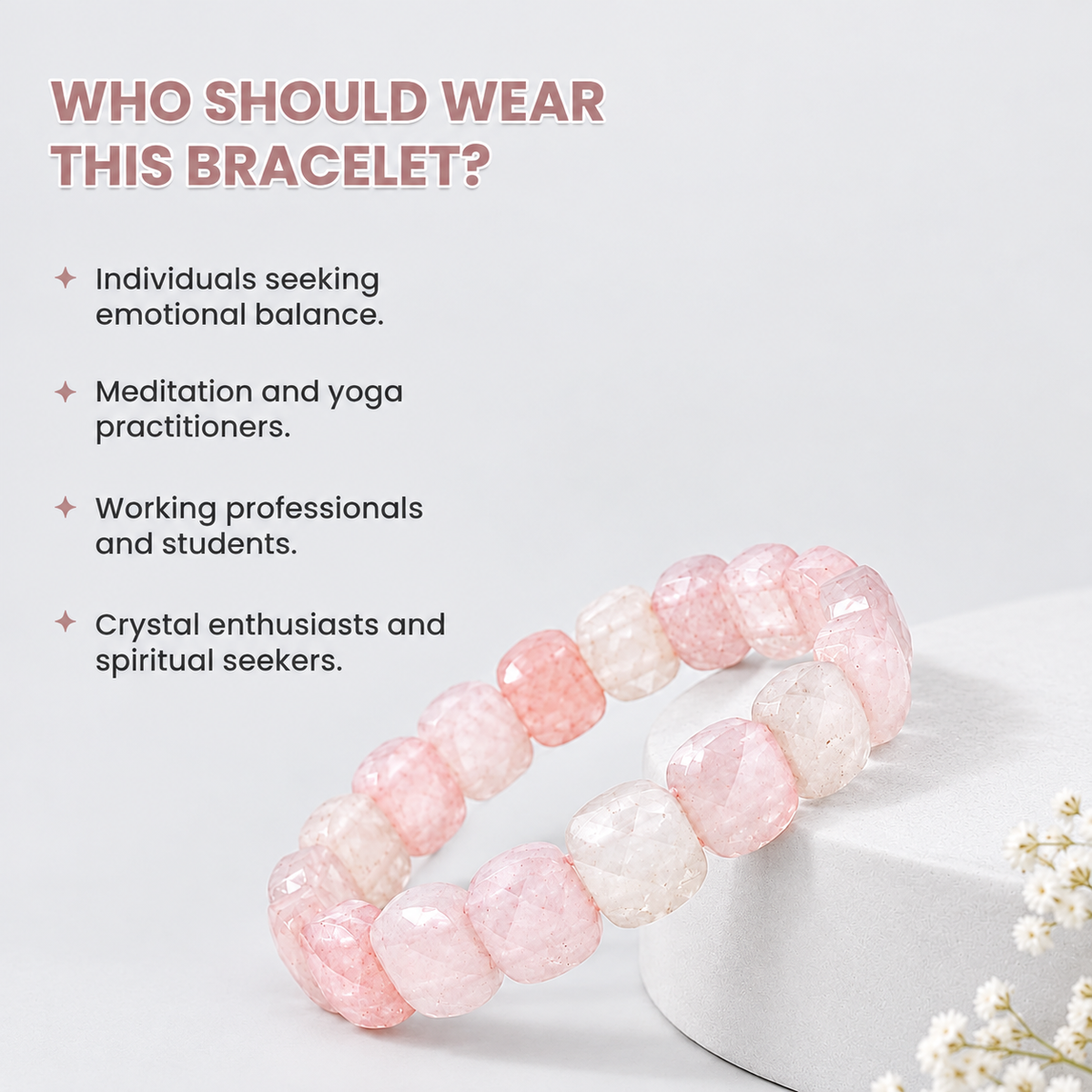 Rose Quartz Oval Shape Diamond Cut Bracelet