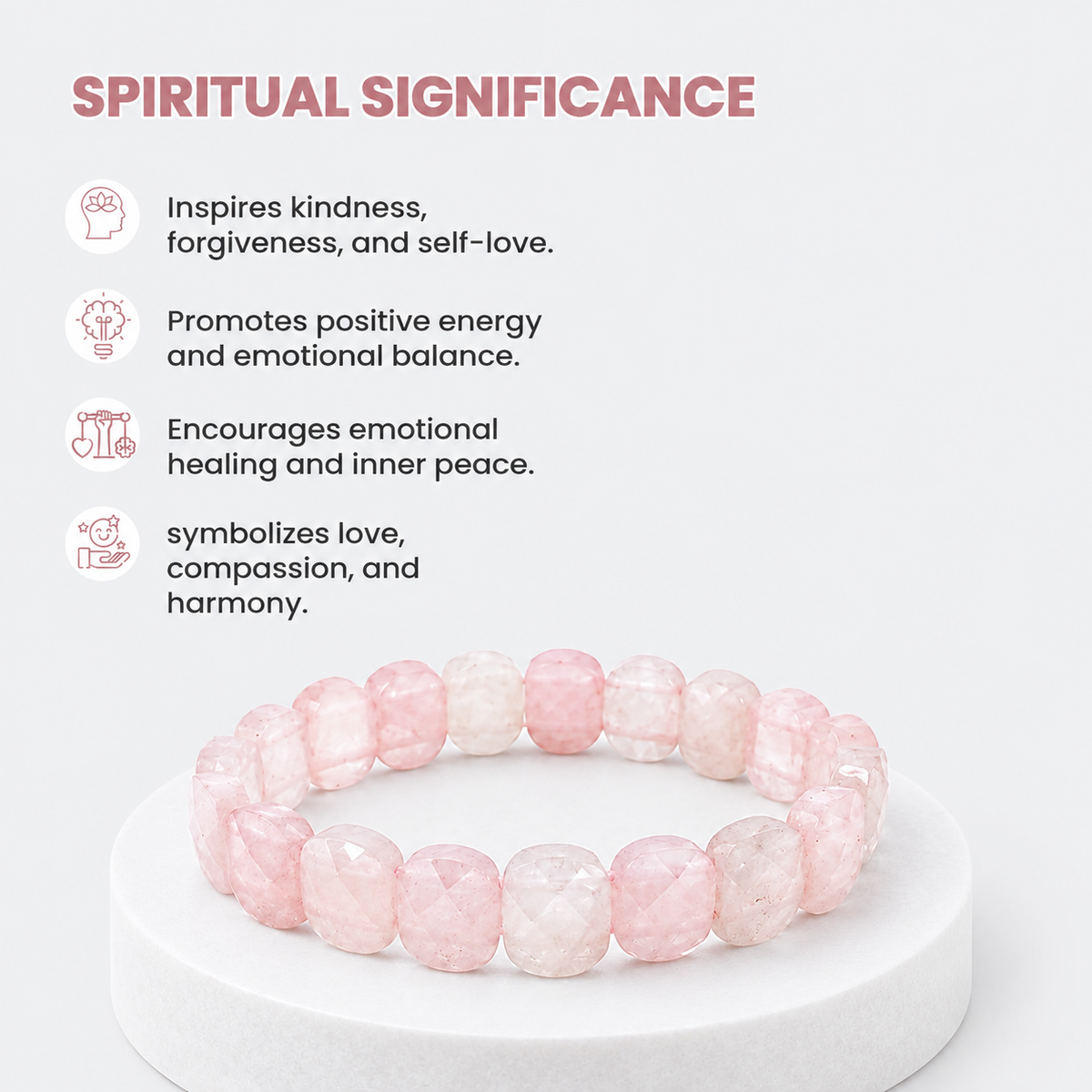 Rose Quartz Oval Shape Diamond Cut Bracelet