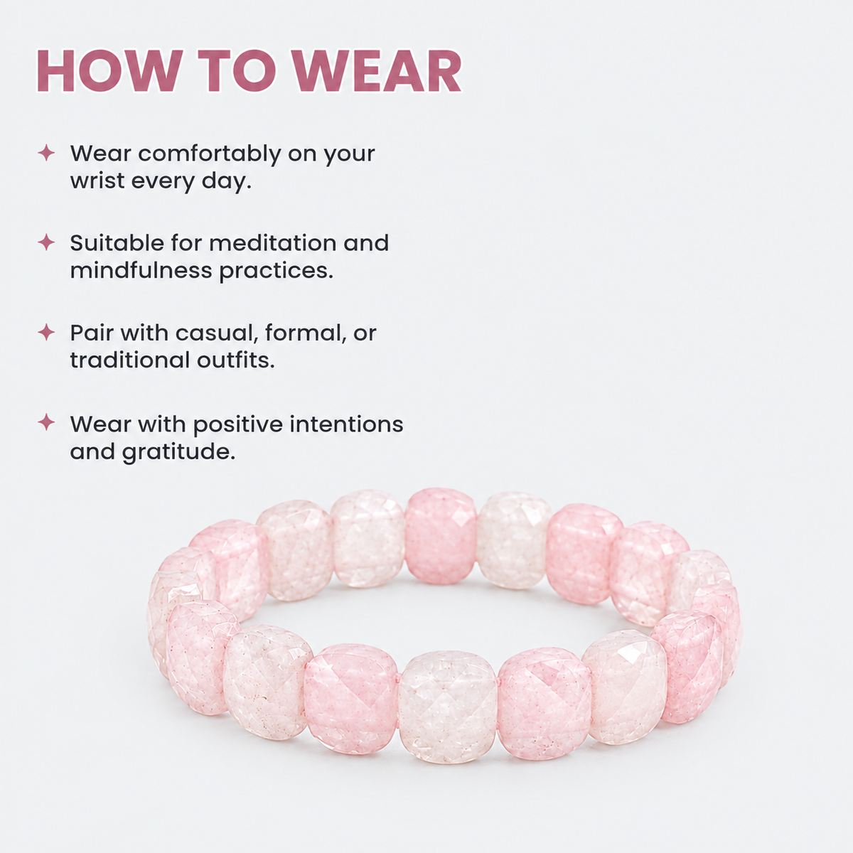 Rose Quartz Oval Shape Diamond Cut Bracelet