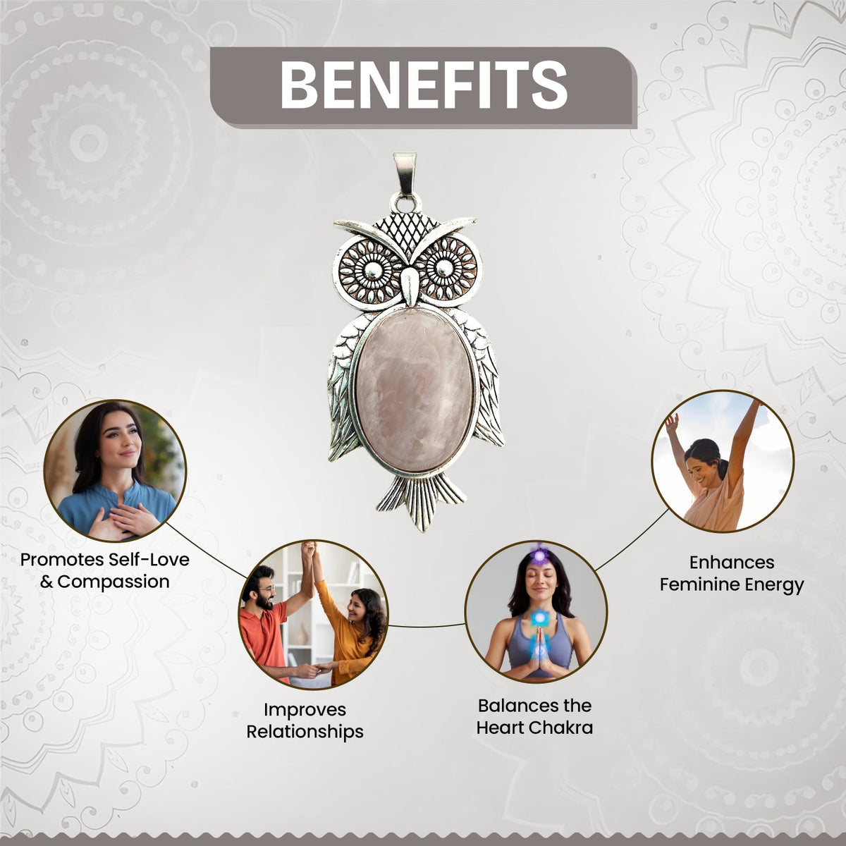 Rose Quartz Owl Pendant