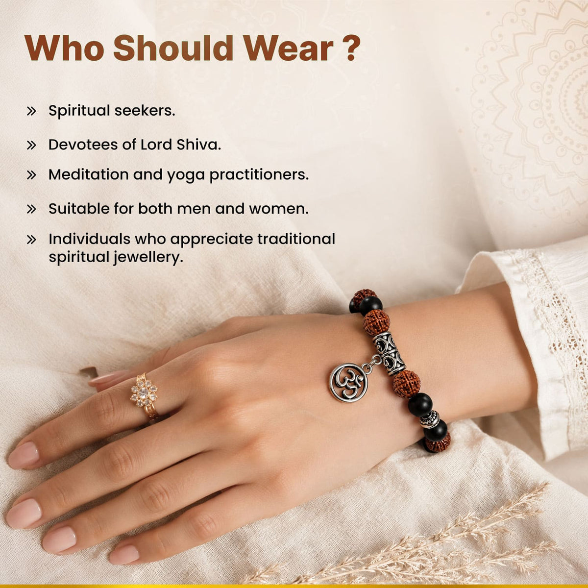 Rudraksha Karungali OM Charm Bracelet