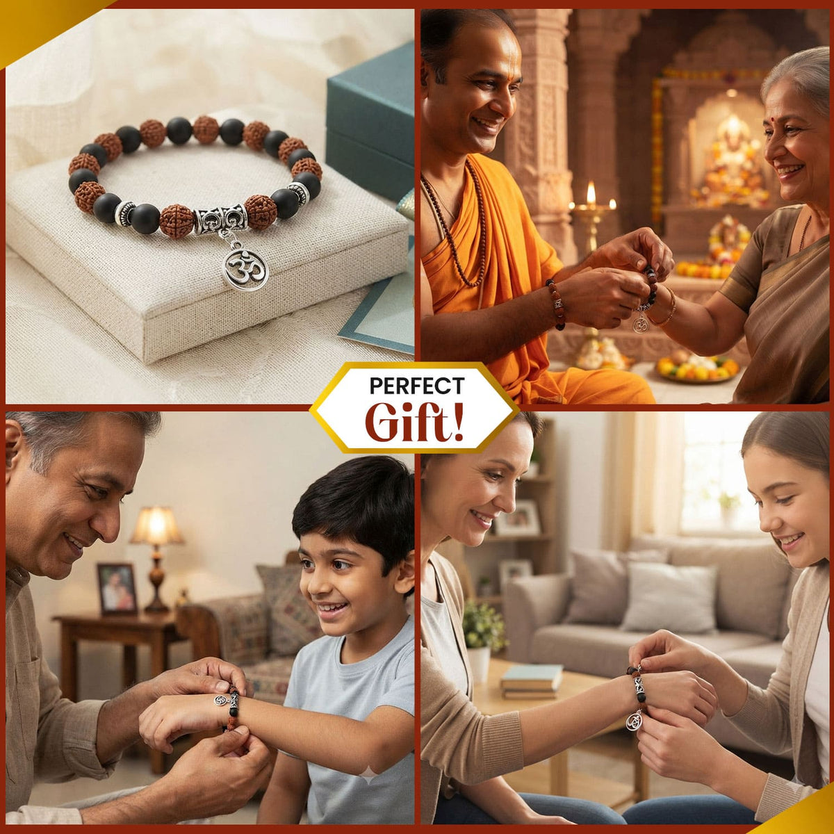 Rudraksha Karungali OM Charm Bracelet