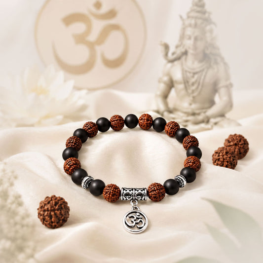 Rudraksha Karungali OM Charm Bracelet