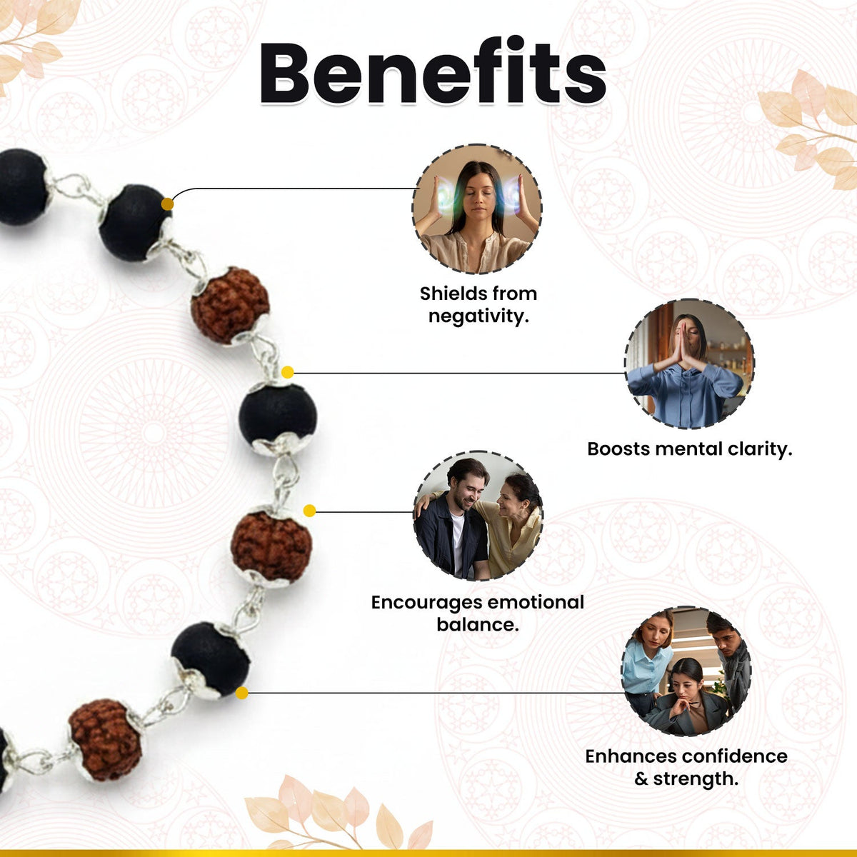 Rudraksha Karungali Silver Capping Bracelets