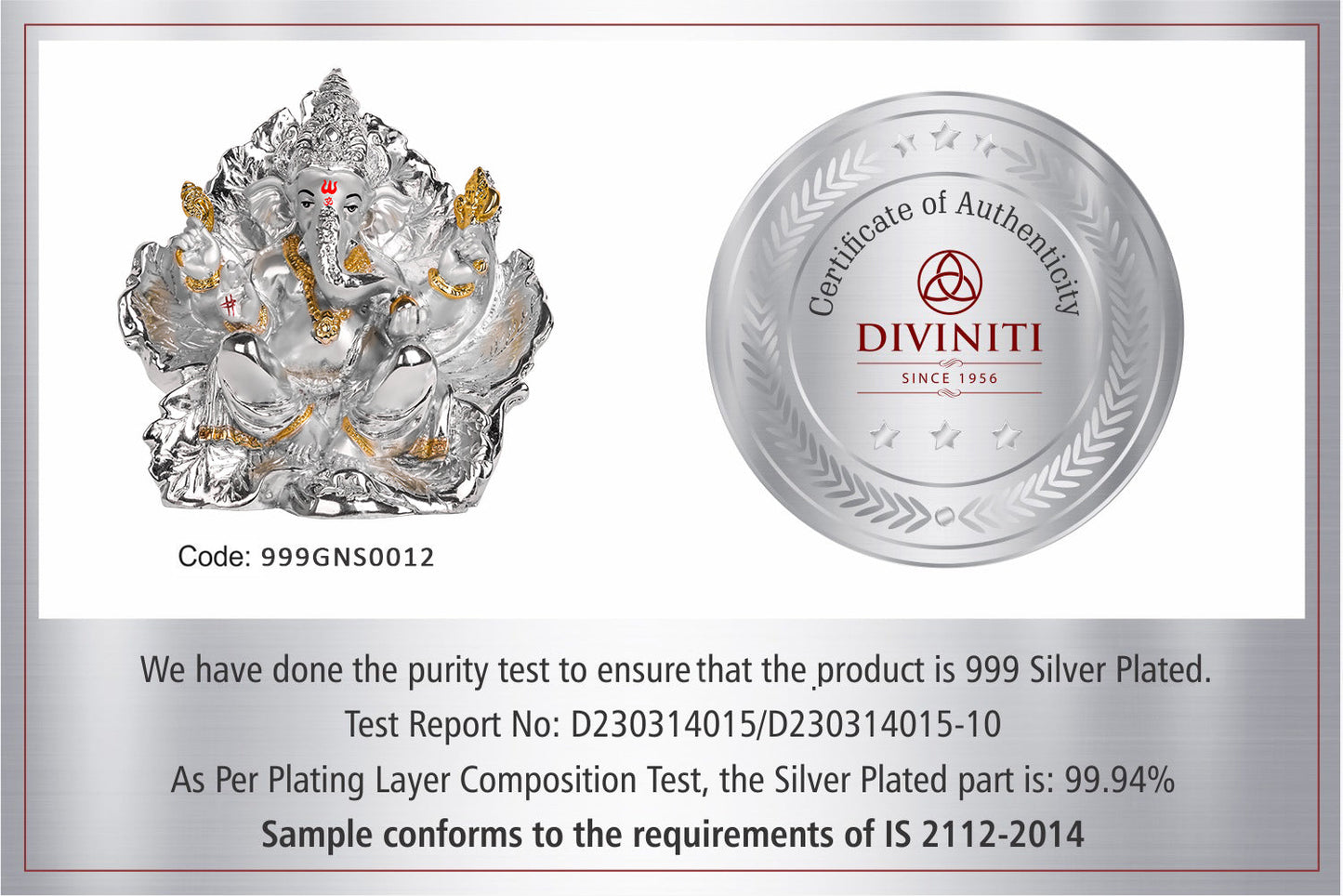 Diviniti 999 Silver Plated Ganesha Idol for Home Decor Showpiece (21 X 17.5 CM)