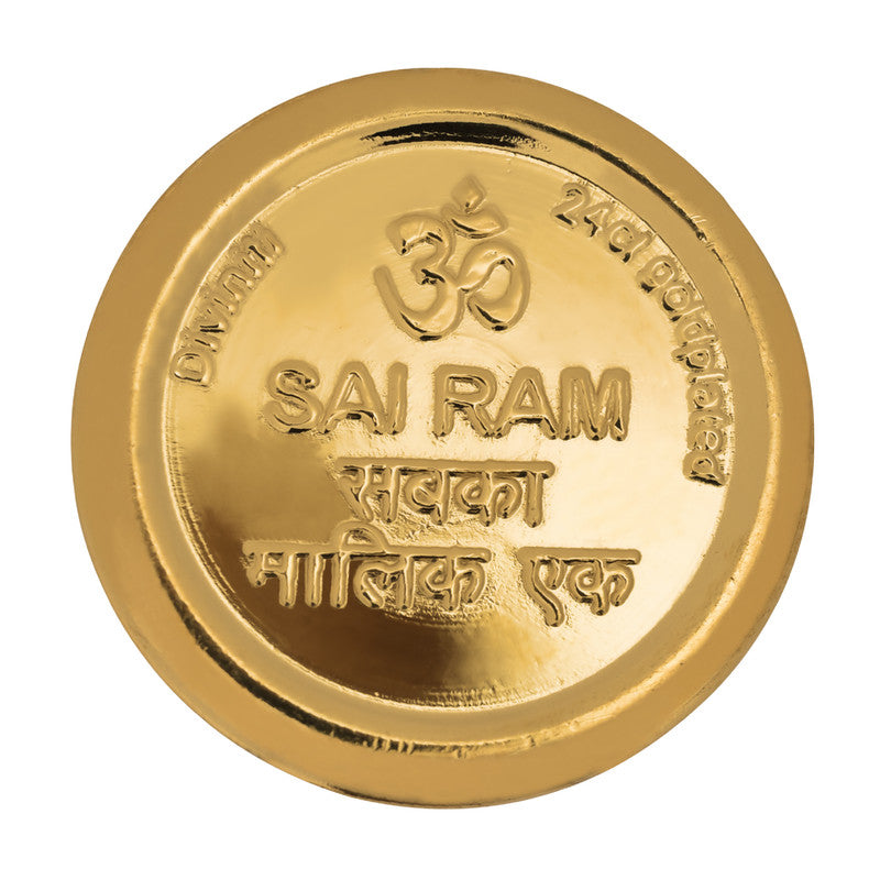 Diviniti Luxurious Gold Coin| Sai & Om 24K Gold Coin | 18mm