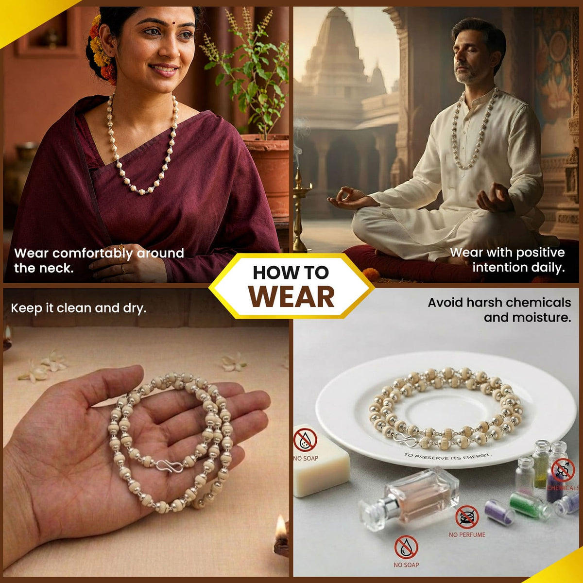 Silver Cap Tulsi Mala