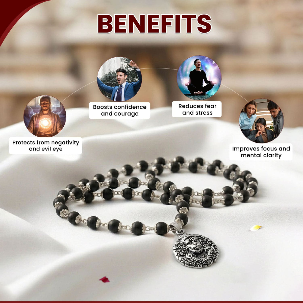 Silver Plated 3D Bajrangbali Pendant with Karungali Mala