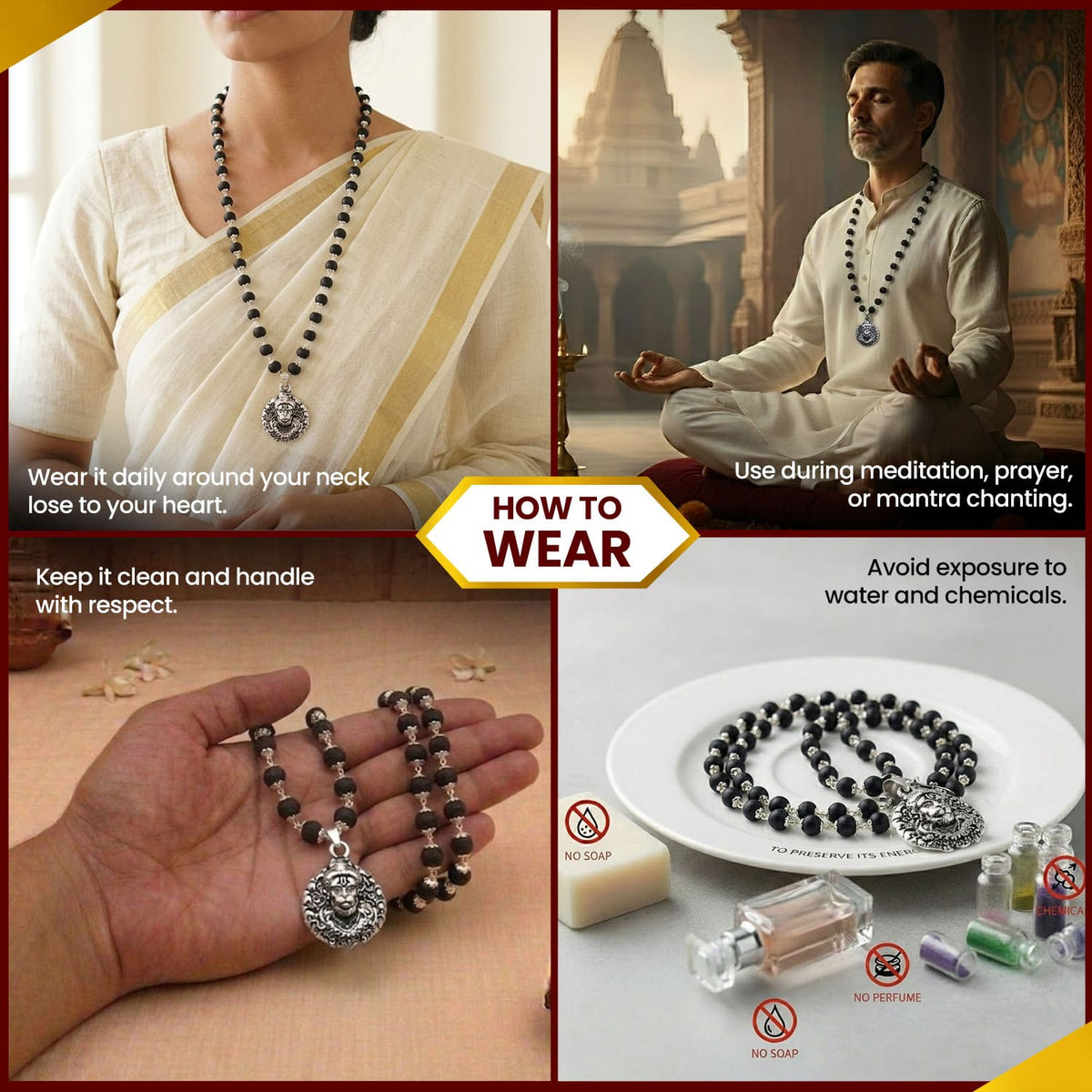 Silver Plated 3D Bajrangbali Pendant with Karungali Mala