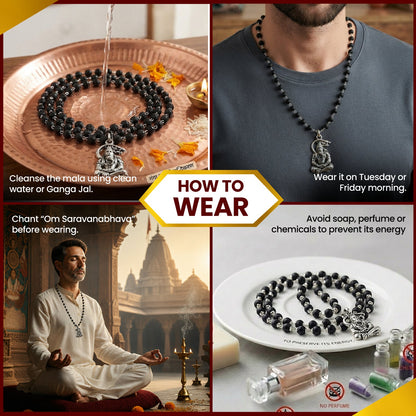 Silver Bajrangbali Meditation Karungali Mala