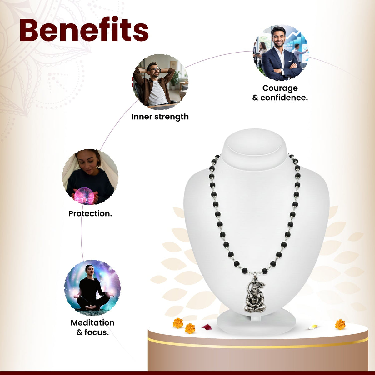 Silver Bajrangbali Meditation Karungali Mala