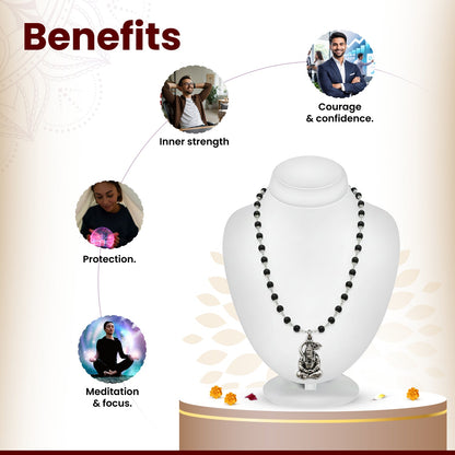Silver Bajrangbali Meditation Karungali Mala