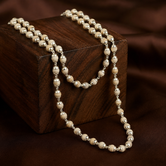 Silver Cap Tulsi Mala
