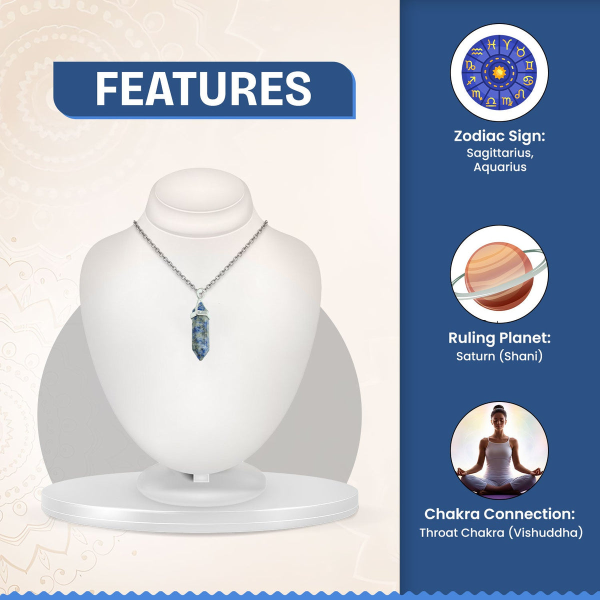 Sodalite Candle Crystal Pendant