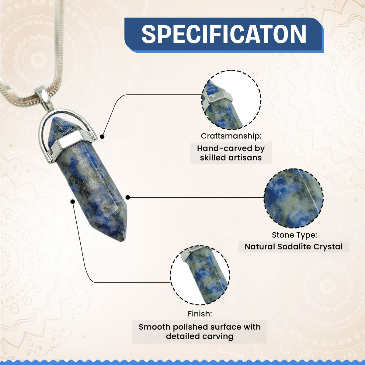 Sodalite Candle Crystal Pendant