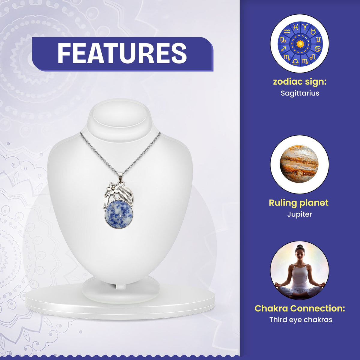Sodalite Round Crystal Pendant