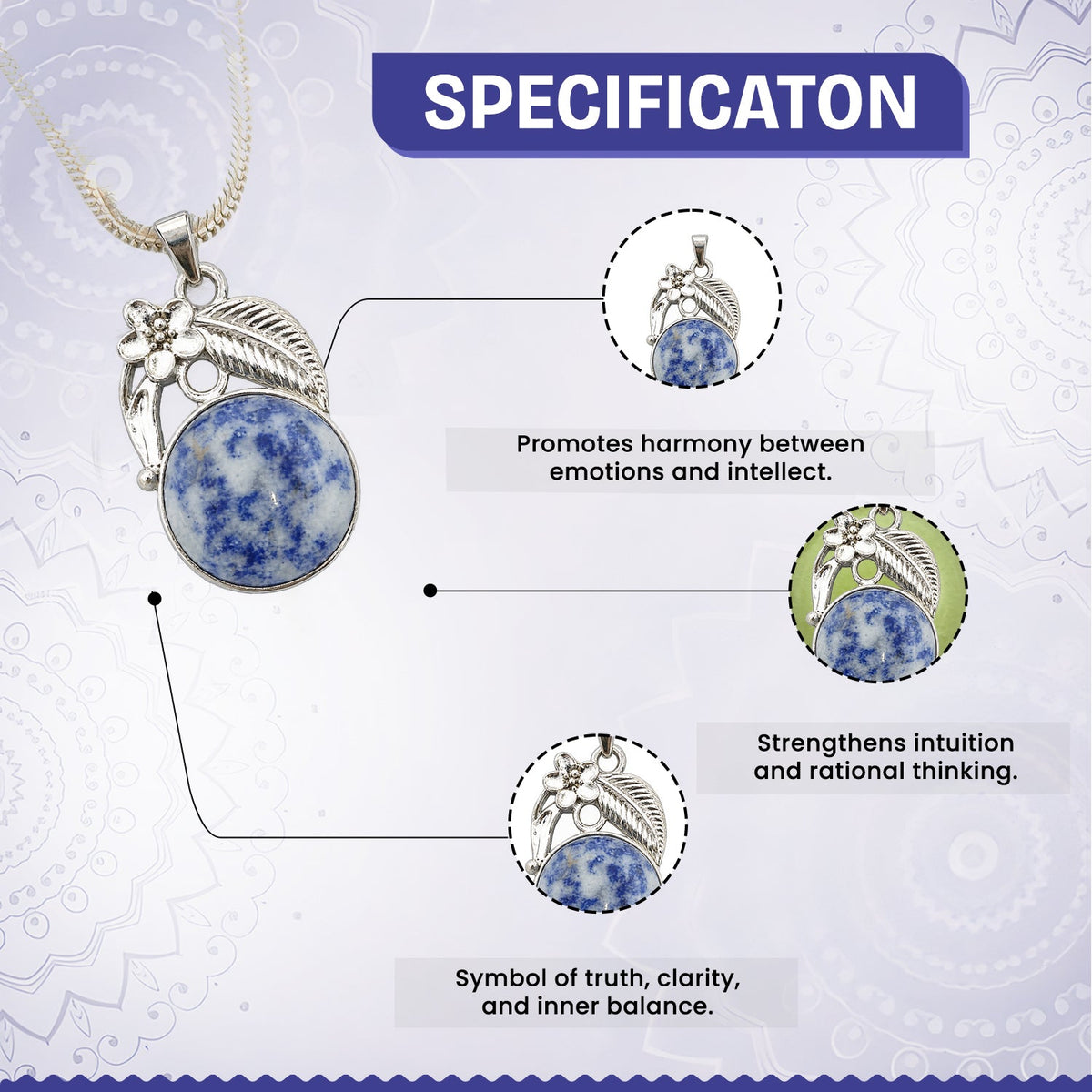 Sodalite Round Crystal Pendant