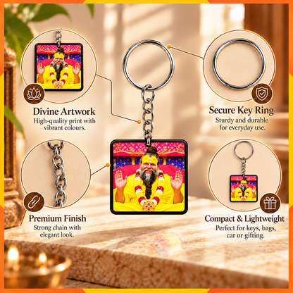 Premanand Ji Maharaj Square Keychain | Devotional Key Ring | Gift