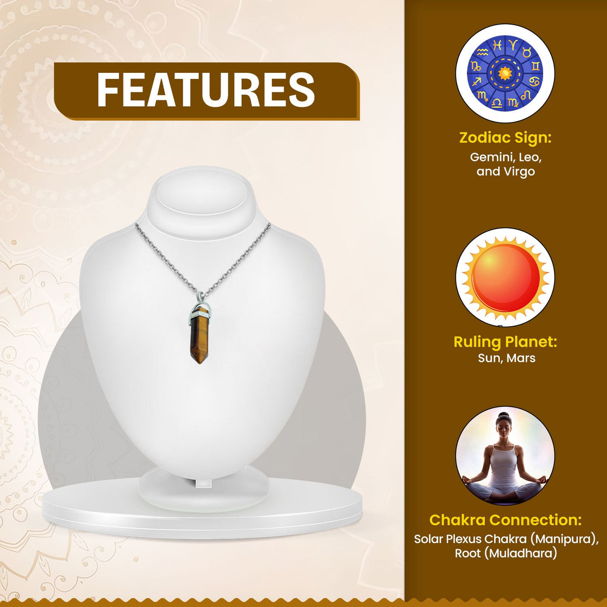 Tiger Eye Crystal Candle Pendant