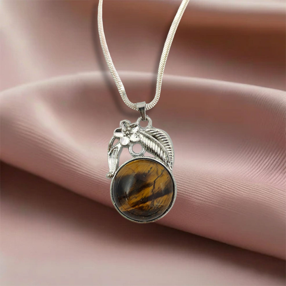 Tiger Eye Crystal Round Pendant
