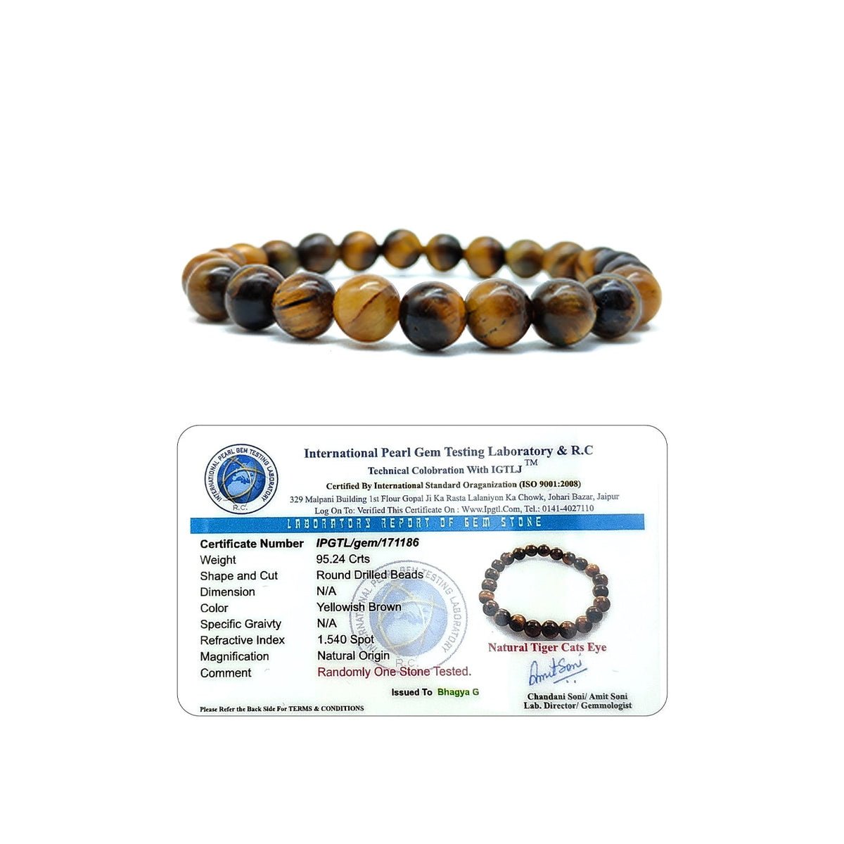 Tiger Eye Bracelet For Willpower & Protection-(8mm)