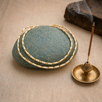 Tulsi Kanthi Mala 2 Round With Golden Beads