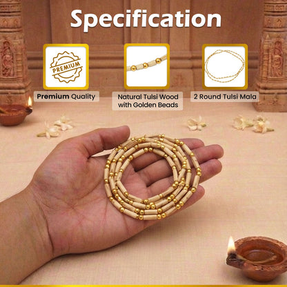 Tulsi Kanthi Mala 2 Round With Golden Beads