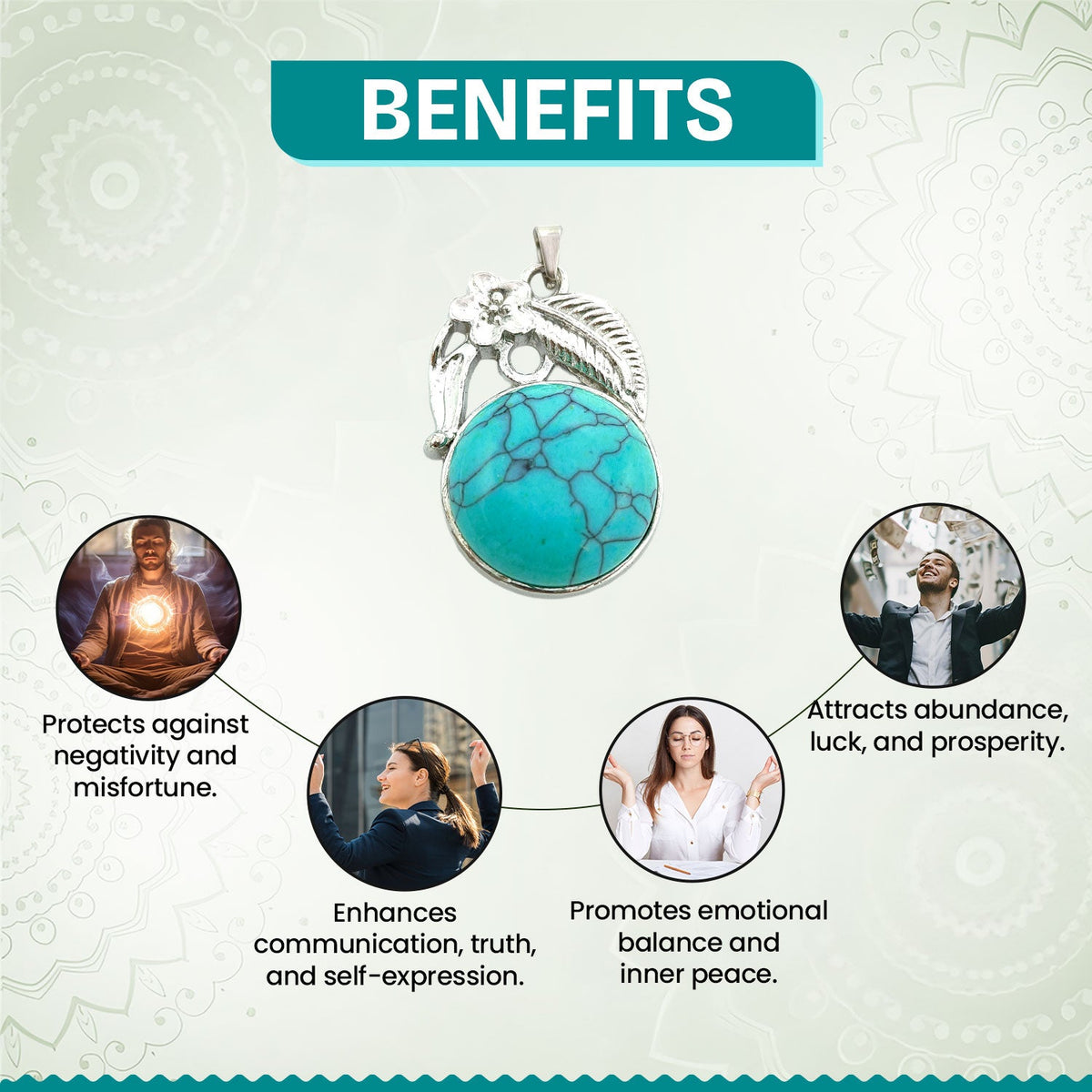 Turquoise Crystal Round Pendant